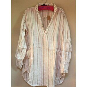 New CP Shades Womens Large Teton Tunic Striped Shirt Pullover Top White 798-315